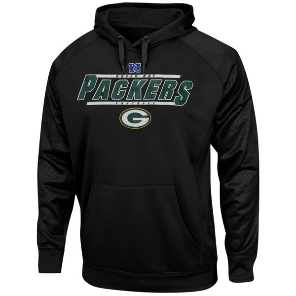 Men Green Bay Packers Majestic Synthetic Hoodie Sweatshirt Black